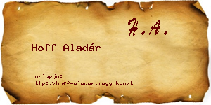 Hoff Aladár névjegykártya